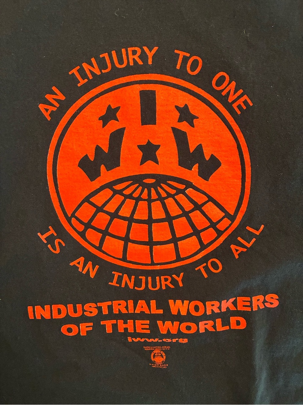Industrial Workers of The World Men’s XXL 2XL Graphic T Shirt Black Short Sleeve